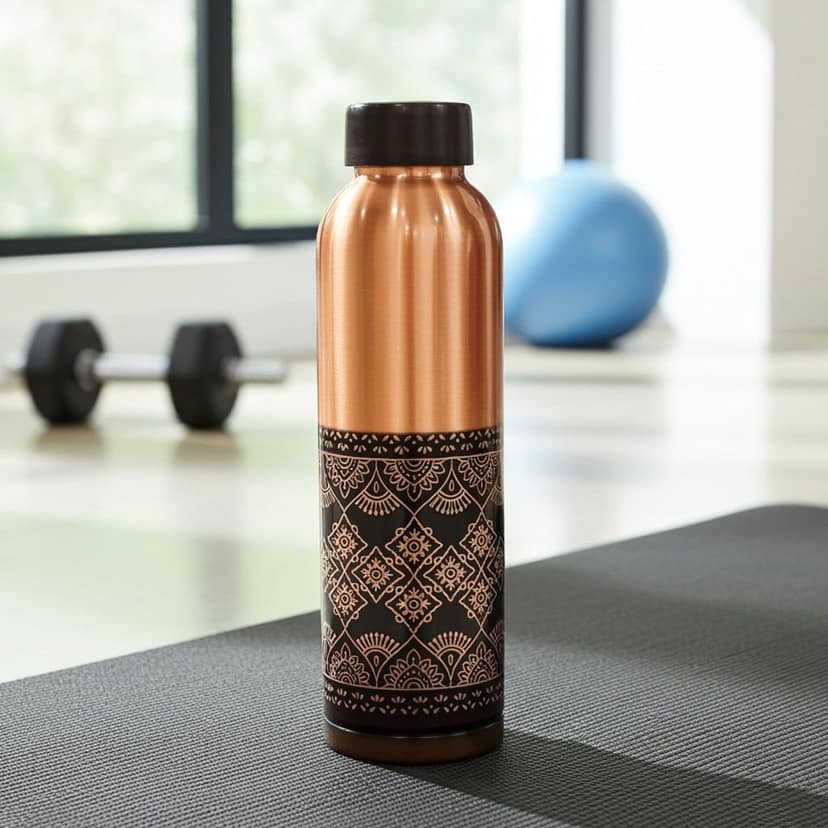 Premium Copper Water Bottle 900 ML | Ayurvedic Health & Hydration Bottle , Height : 10.5 Inch (BCMAS202 L) view 3