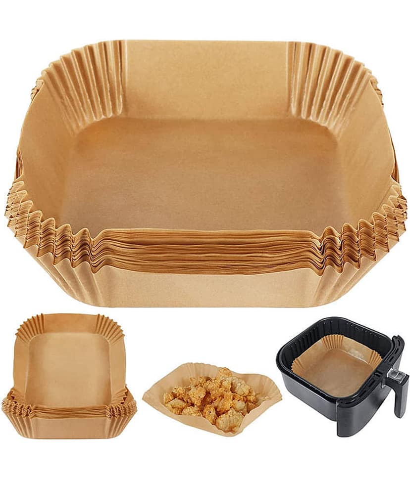 Radhe Creation Airfryer Papers Disposable, 100PCS Non-Stick Parchment Paper, Air Fryer Liners for 5-8QT Air Fryer, Baking, Roasting Microwave (8 Inch Square) (8 Inch Square 100 PCs)