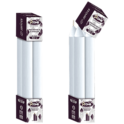 Star One Household Candle 40 C - Sturdy, White Colour, 4 pcs