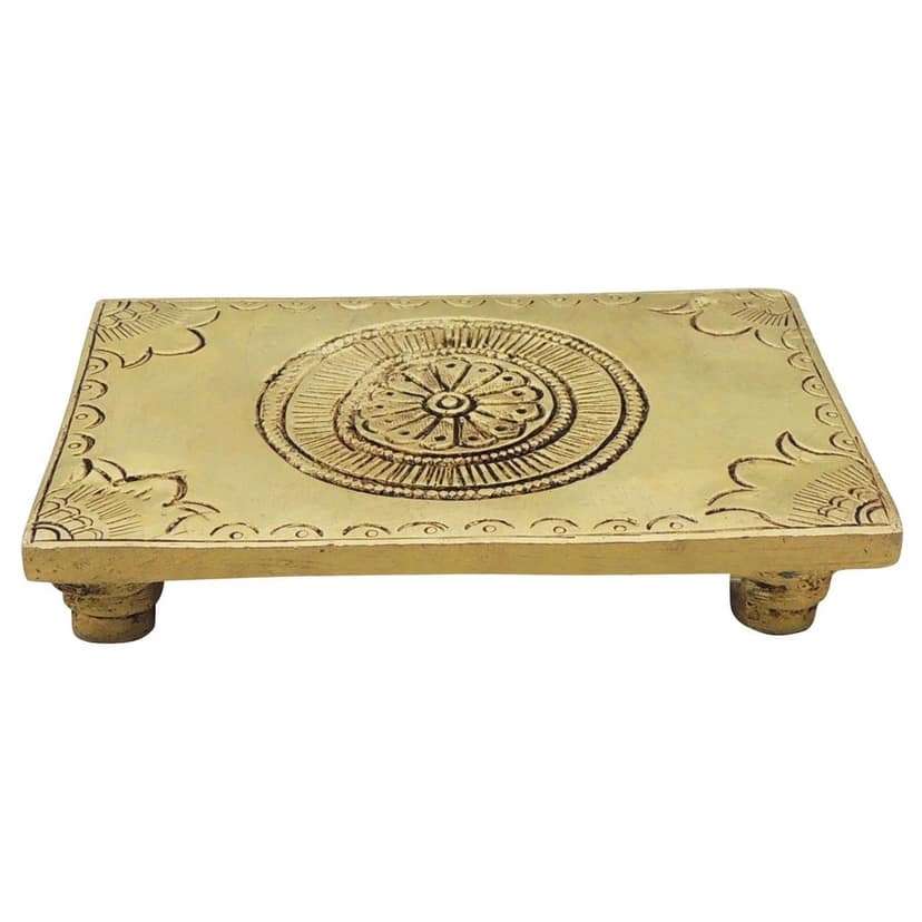 Brass Chowki God Idol Stand - Handcrafted Puja Showpiece, Length : 4.5 Inch (BSMAS1130 D) view 3
