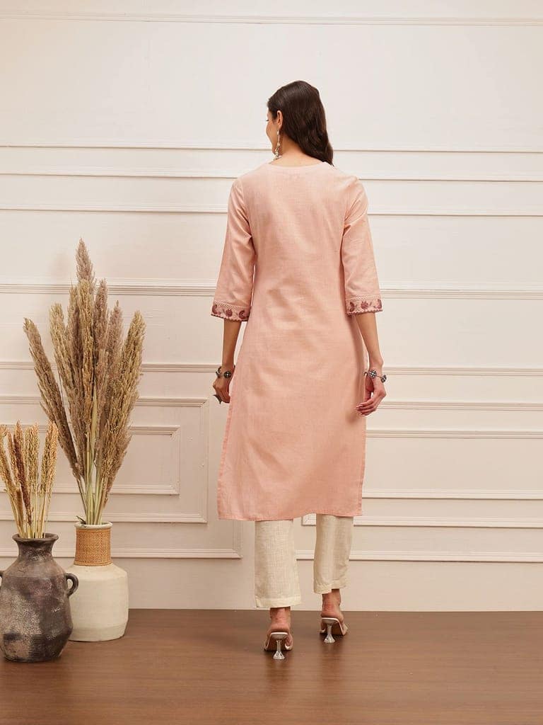 Blush Bloom Embroidered Kurta view 5