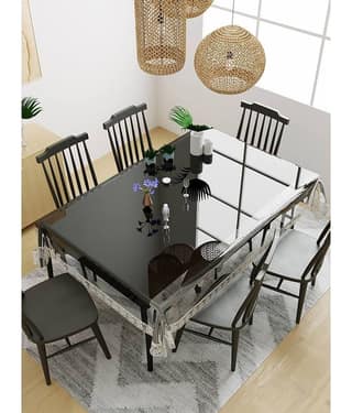 Solid PVC 6 Seater Rectangle Table Cover ( 228 x 152 ) cm Pack of 1 Gold