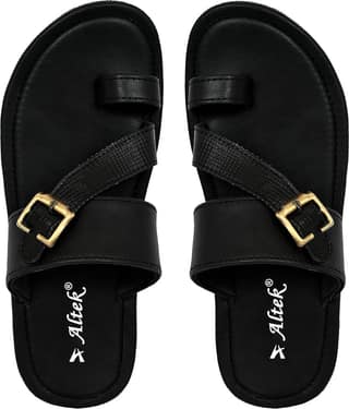 Chappal Wala Black Men's Leather Slipper