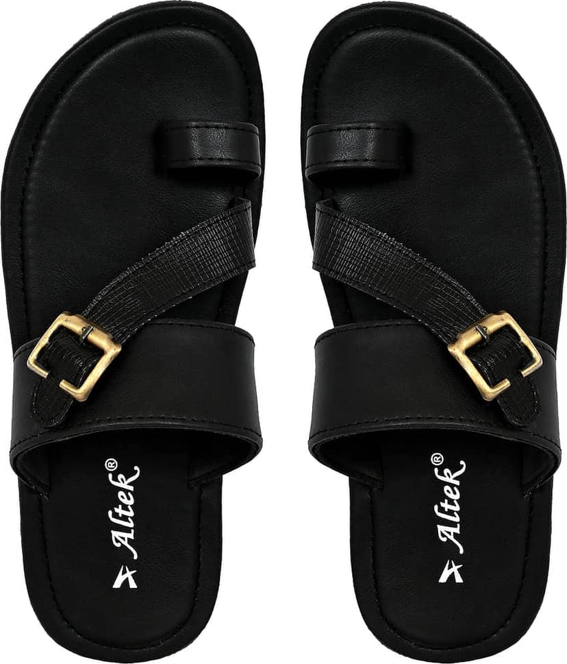 Chappal Wala Black Men's Leather Slipper