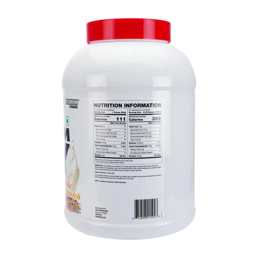 San Nutrition 100% Pure Titanium Whey Protein Powder | 23g protein | Concentrate & Isolate | view 2