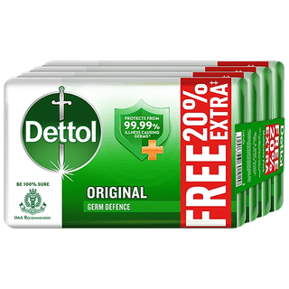 Dettol Bathing Soap Bar - Original, 99.99% Germ Protection, Dermatologically Tested, 125 Gram (Pack Of 4)