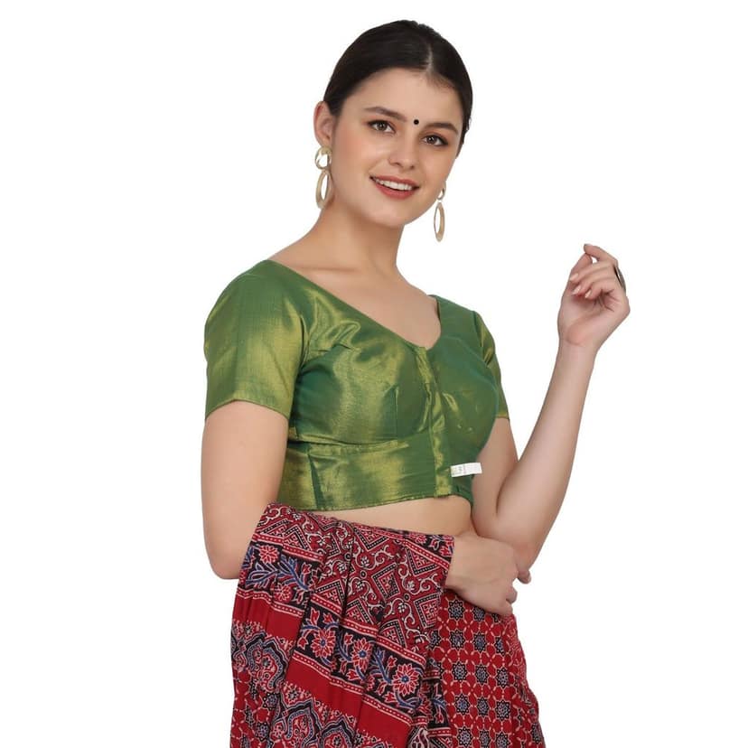 JISB Stitched Tissue Blouse, Green view 3