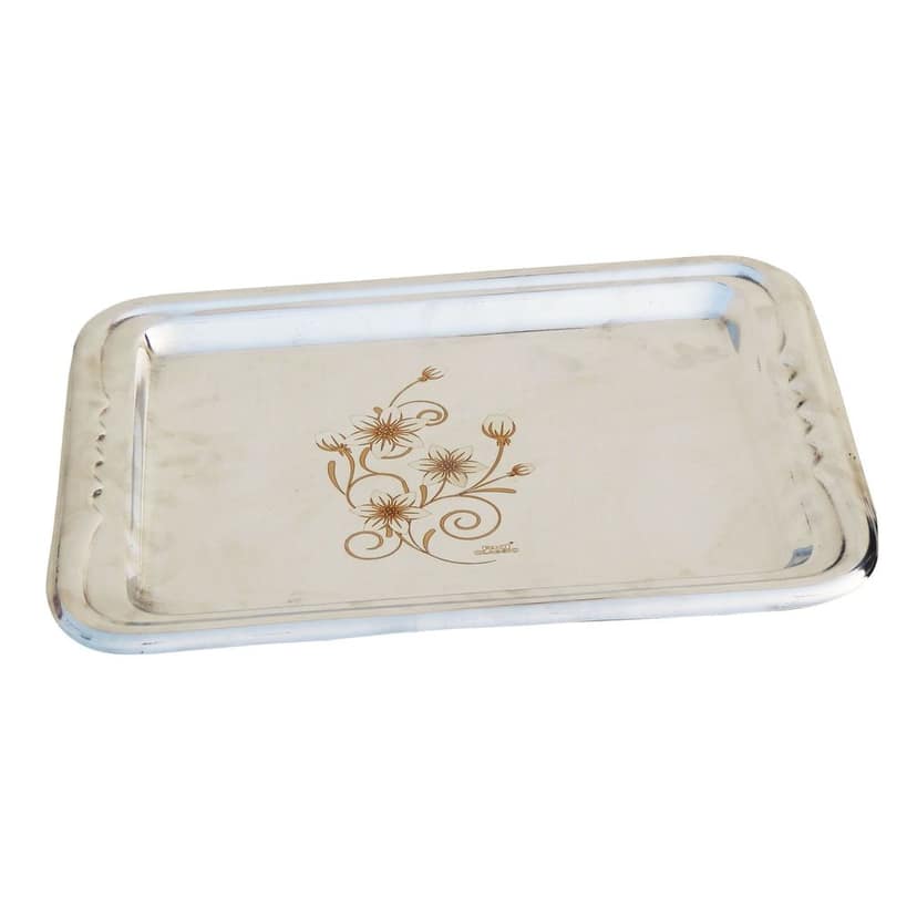 Fancy Stainless Steel Tray 12 Inch Serving Tray (SMAS082 C) view 3