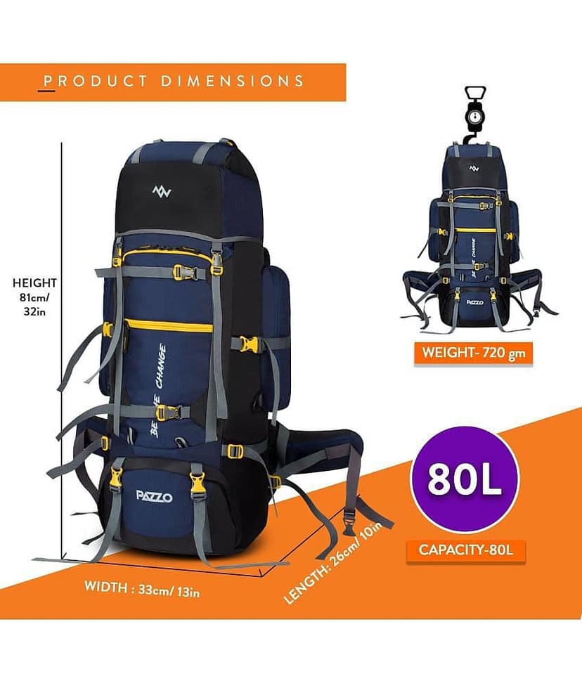 PAZZO 80 L 80L Travel Backpack for Camping Hiking Rucksack Trekking Bag view 2