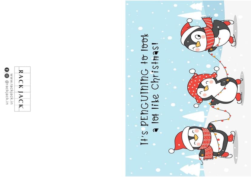Rack Jack Funny Christmas Xmas Greeting Card for Secret Santa Gifts New Year Friends Family Colleagues with Pastel Envelope - Penguining To Look Like Christmas view 2