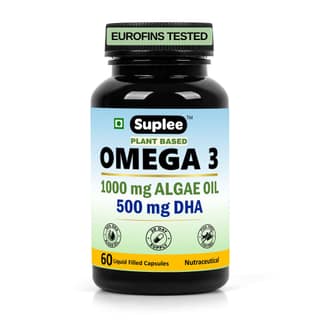 Suplee Plant Based Omega 3 | 1000mg Algae Oil with 500mg DHA | 60 Capsules
