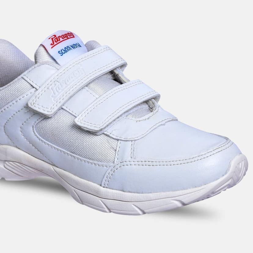 Paragon Ultra Comfortable, Lightweight and Durable Boy's & Gir's White School Shoes for Sports & Everyday Use | White Uniform Shoes with Velcro Closure and Breathable Outer Fabric view 4
