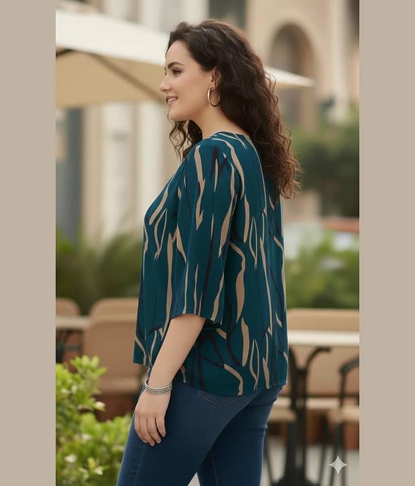 HF WARD Women's Cotton Regular Top ( Blue ) view 2