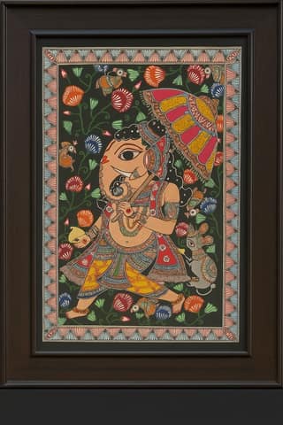 [Pack of 6] Handmade Madhubani Painting of Lord Ganesh