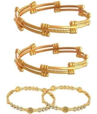 YouBella Fashion Jewellery Traditional Combo of Gold Plated Bracelet Bangles Set For Girls and Women (2.6)