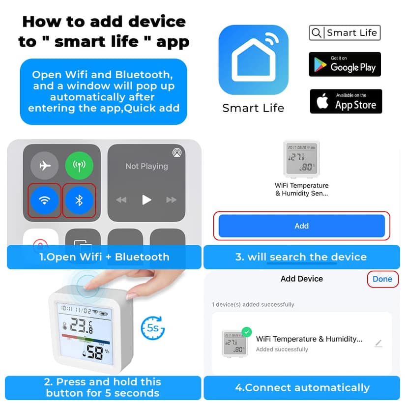 AUSHA Smart Wi-Fi Hygrometer Thermometer | Indoor Temperature & Humidity Monitor with Tuya App view 10