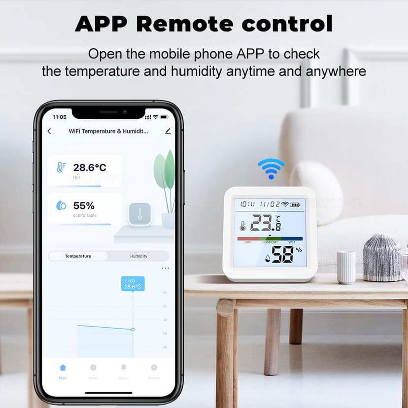 AUSHA Smart Wi-Fi Hygrometer Thermometer | Indoor Temperature & Humidity Monitor with Tuya App view 6