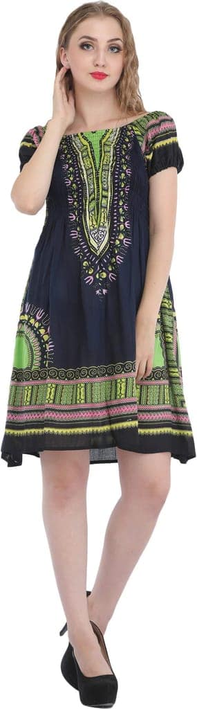 Eclipse-Blue Printed Barbie Midi-Dress