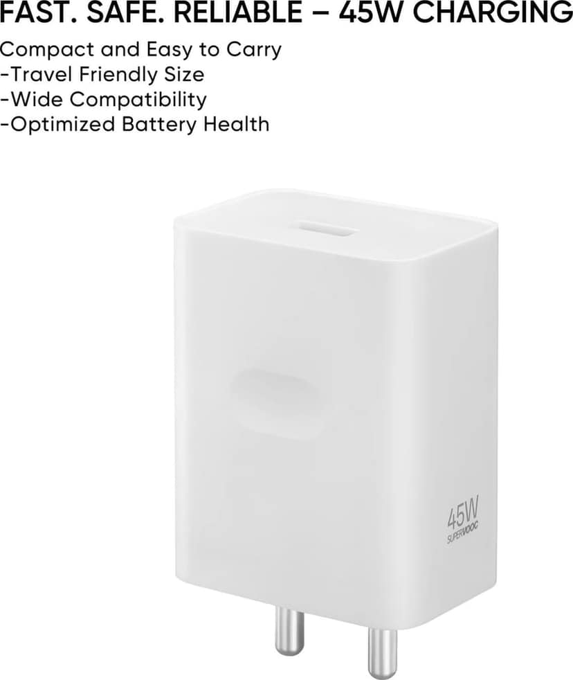 Realme 45 W SuperVOOC 5 A Wall Charger for Mobile (White) view 5