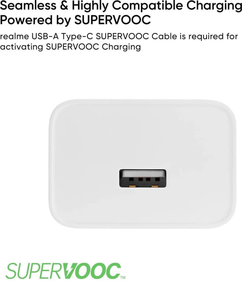Realme 45 W SuperVOOC 5 A Wall Charger for Mobile (White) view 6
