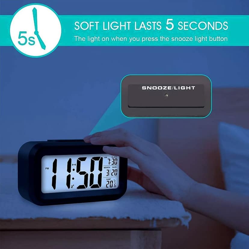 Digital LCD Alarm Clock with Backlight (1 Pc) view 3