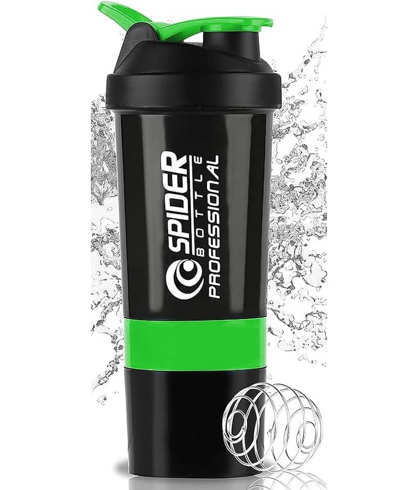 HORSE FIT Gym Spider Shaker Bottle 500ML| Shakers For Protein Shake With 2 Storage Compartment | Leakproof Gym Protein Shaker For Post And Pre-Workout Drink | 100% Bpa Free(Multicolor)