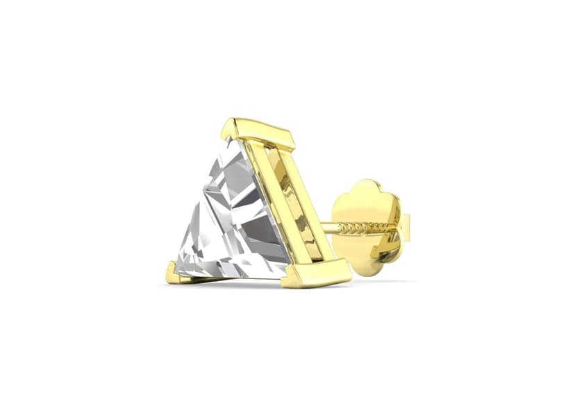 Triangle Solitaire CZ Ear Stud For Him (1 Pc Only) view 2
