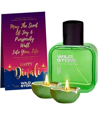 Wild Stone Forest Spice Perfume 50ml with 2 Diya Combo Set (Set of 3)