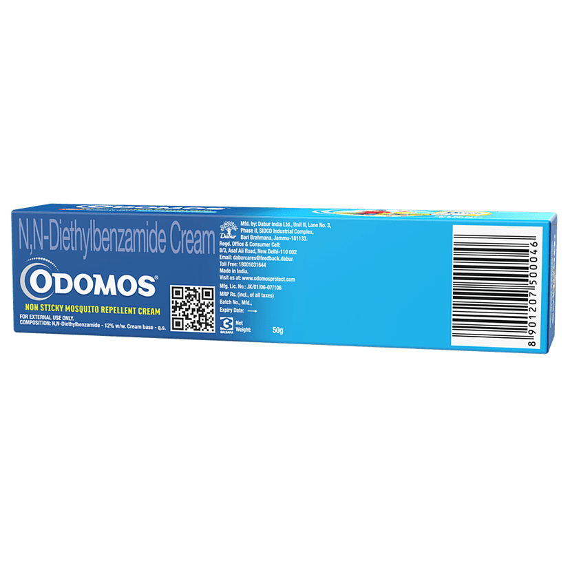 Odomos Cream - Non-Sticky Mosquito Repellent (With Vitamin E & Almond), 50 G Tube view 2