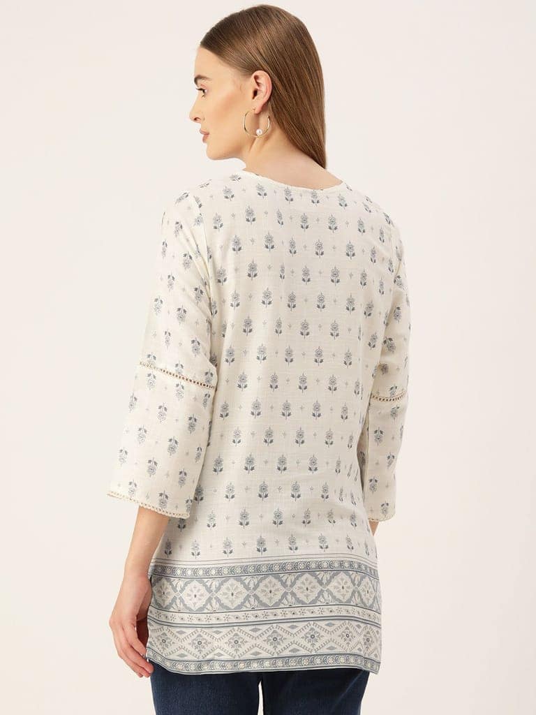 Ethnic Motifs Printed Thread Work Pure Cotton Kurti view 3