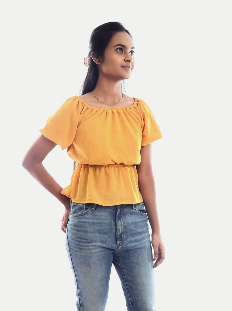 Teen Girls Mustard Solid Dress view 2