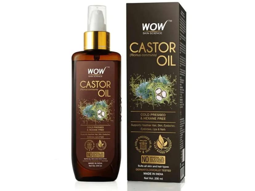 WOW 100 Pure Castor Oil, Cold Pressed, For Stronger Hair, Skin & Nails, No Mineral Oil & Silicones - 200 ml view 2