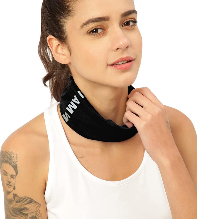 FREECULTR Unisex Bamboo Bandana, Anti Microbial Super Soft & Comfort Fit, Breathable Multipurpose Headband, Face Mask for Dust Protection and Sun - Size Printed Pack of 2-Black, Sand view 4