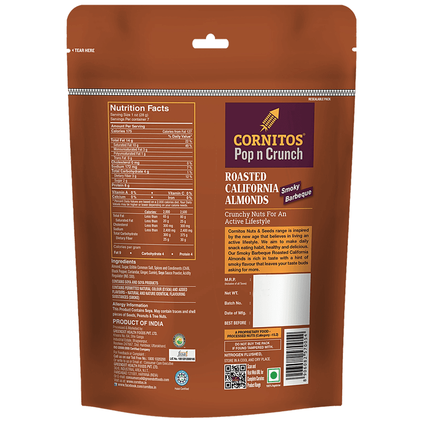 Cornitos Pop N Crunch Roasted California Almonds, 200 G view 2