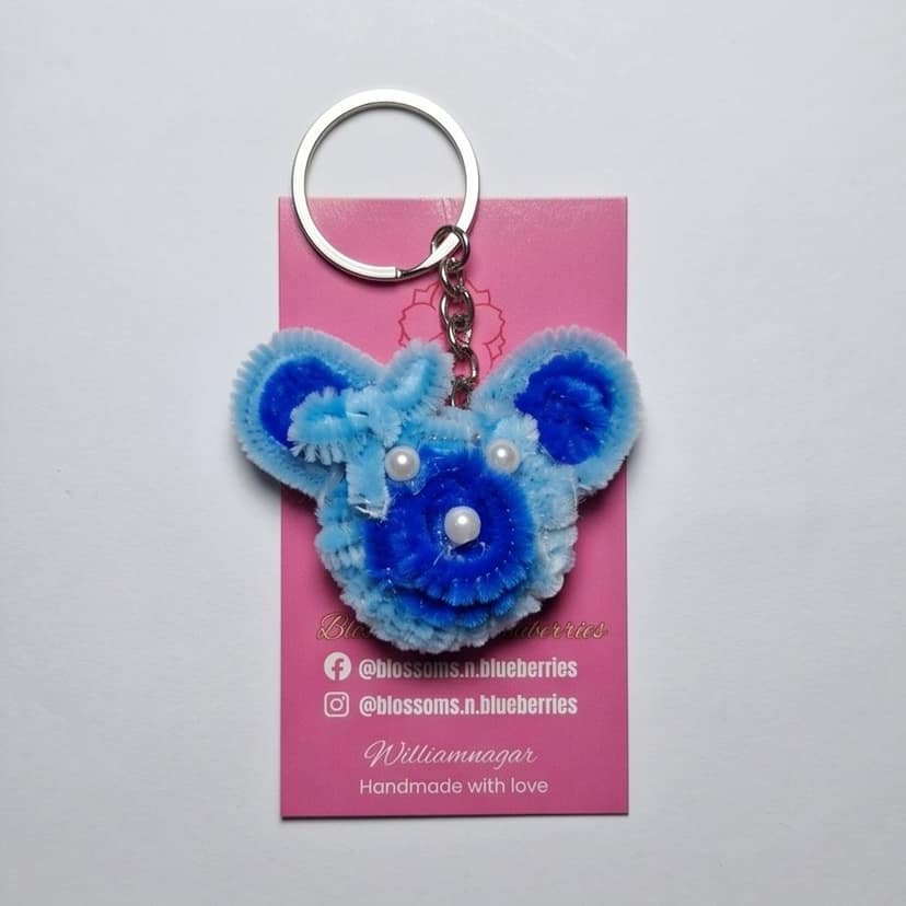 Handmade Pipe Cleaner Bear Keychain