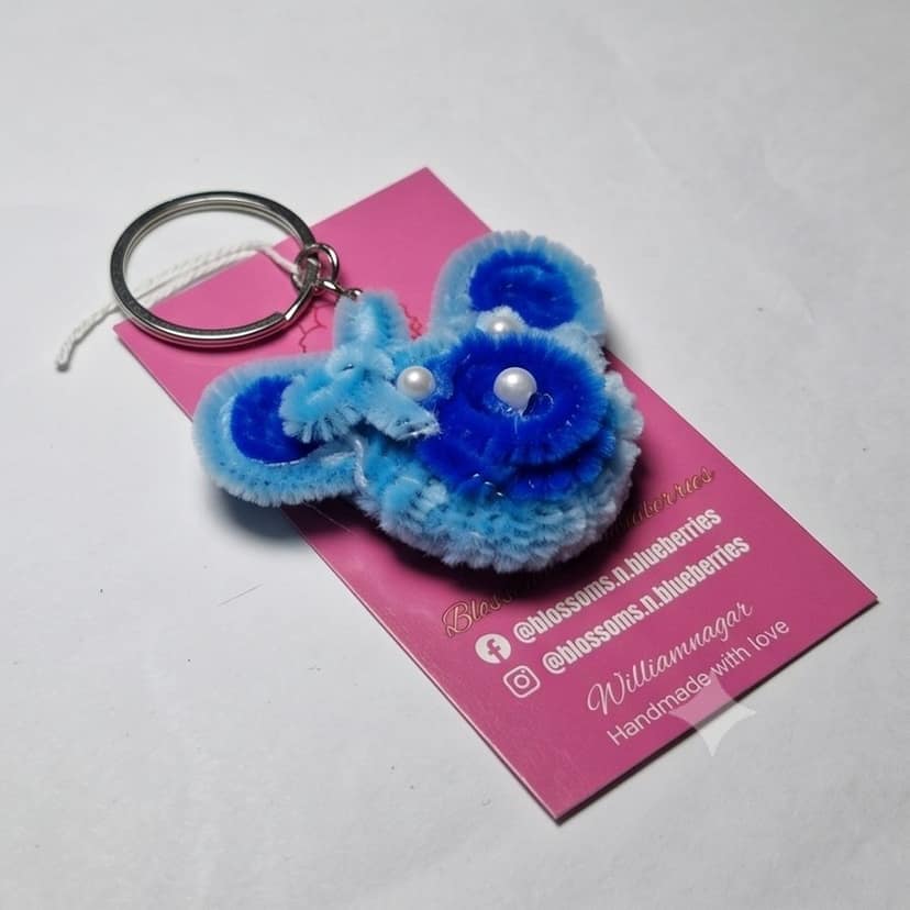 Handmade Pipe Cleaner Bear Keychain view 3