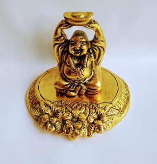 Laughing Buddha Statue for Home Decor (3 -Inch) | Good Luck & Wealth | Feng Shui Laughing Buddha-Golden