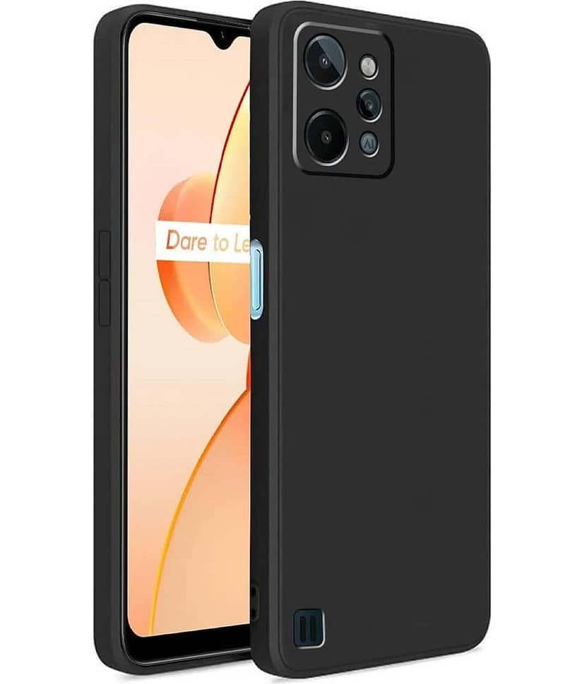 ZAMN - Black Silicon Plain Cases Compatible For Realme C31 ( Pack of 1 )
