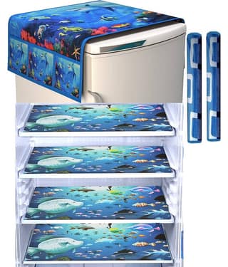 Shaphio Single Jute Blue Fridge Top Cover