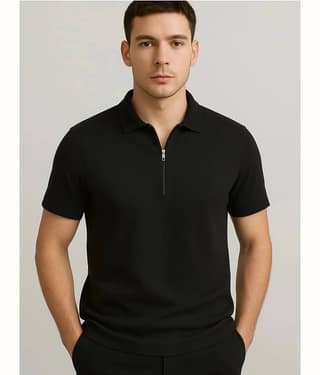 CrazyBee Men Cotton Blend Regular Fit Solid Polo T Shirt ( Black )