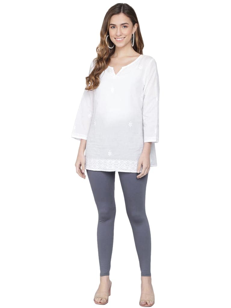 SOFT COLORS Women's Skinny Fit Ethnic Wear Ankle Length Leggings (Steel Grey) view 4