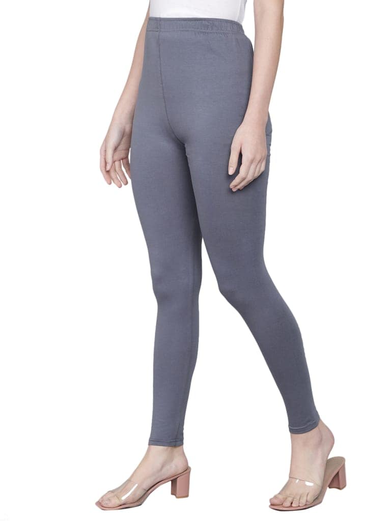 SOFT COLORS Women's Skinny Fit Ethnic Wear Ankle Length Leggings (Steel Grey) view 6