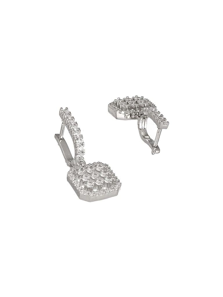 925 Sterling Silver Rhodium Plated Bar Pattern Drop Bali Hoop Earrings view 10
