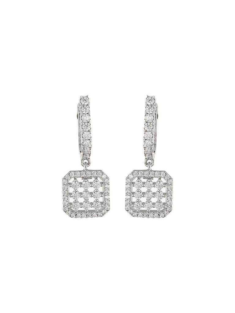 925 Sterling Silver Rhodium Plated Bar Pattern Drop Bali Hoop Earrings view 9