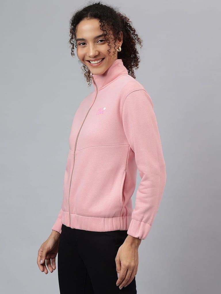 Richlook Women Pink Full Zipper Sweatshirt view 3