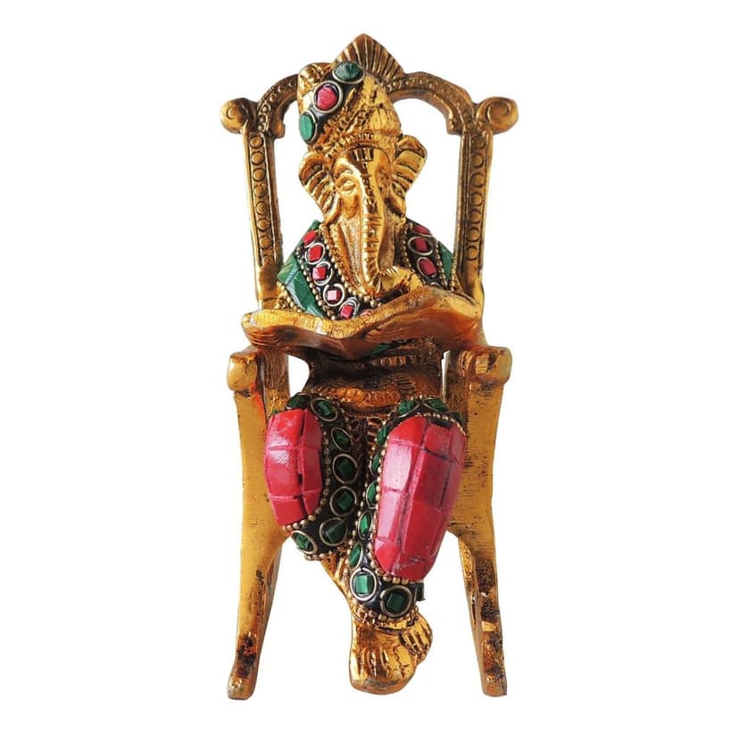 Aluminium Showpiece Chair Ganesh Ji Statue (ASMAS402 G) view 2
