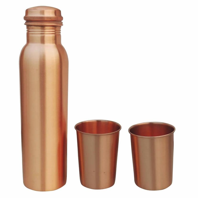 Pure Copper Water Bottle Set with 2 Glasses 900 ML ? Premium Gift Pack , Height : 11 Inch (BCMAS143 F) view 4