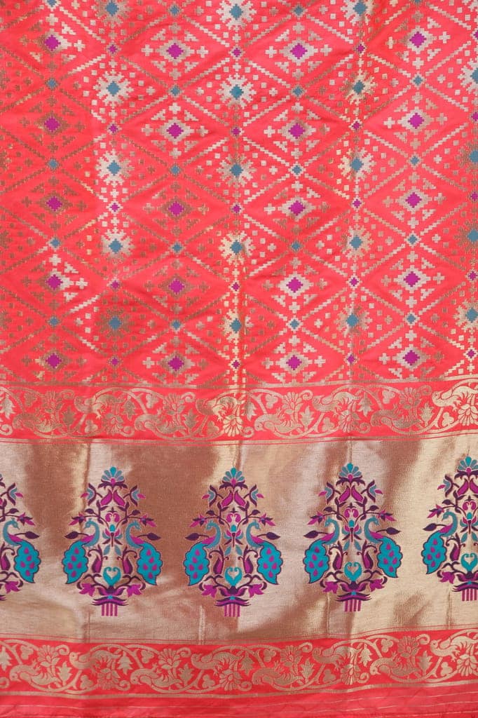 Bittersweet Brocade Dupatta from Gujarat with Birds and Geometric Motifs All-Over view 4