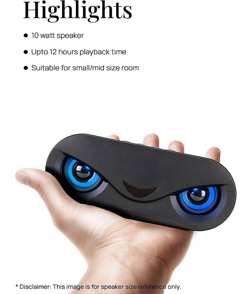 VEhop FALCON 10W 12Hrs 10 W Bluetooth Speaker Playback Time 12 hrs Bluetooth v5.0 with USB,SD card Slot,Aux,3D Bass Black view 2