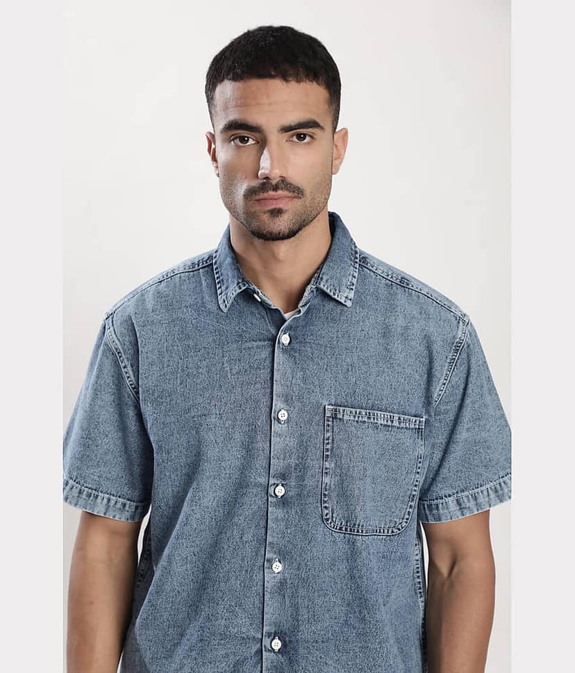 Bene Kleed 100% Cotton Relaxed Fit Solids Half Sleeves Men's Casual Shirt - Blue ( Pack of 1 ) view 4